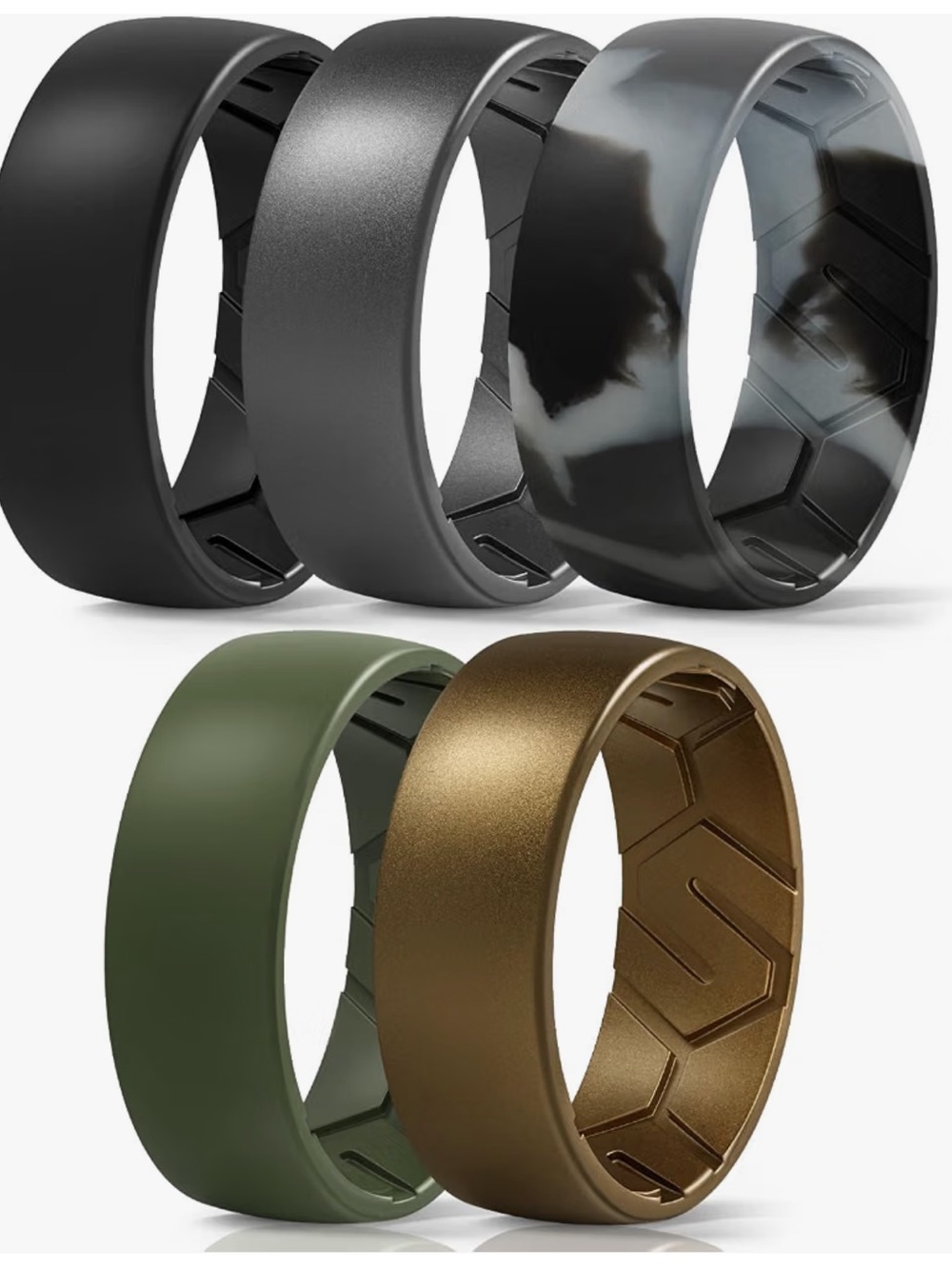 Silicone Ring Bands - Black, Gray, Camo, Olive, Bronze